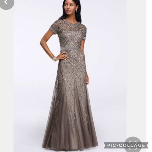 Adrianna Papell short sleeve embellished gown - Picture 3 of 12